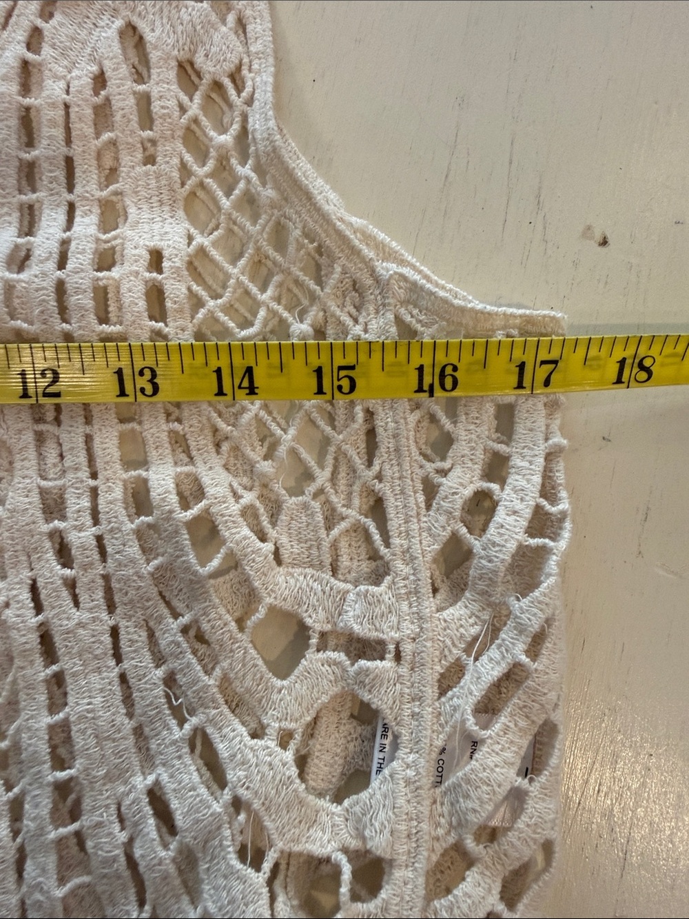 Boho Festival Crochet Vest Cream Fringe Tie Front Love Tree Medium-NWOT - Picture 7 of 12